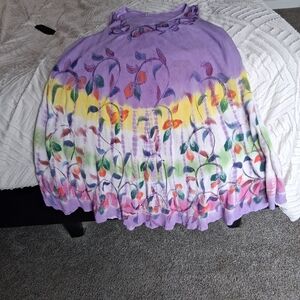 Lavender Floral Tie-Dye Knit Sweater Dress